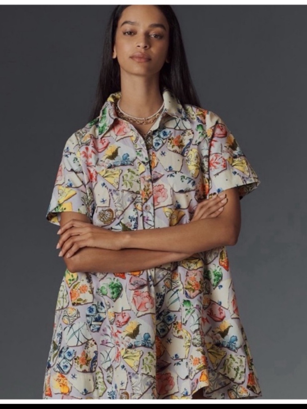 NWT Anthropologie The Pollie Short-Sleeve Swing Tunic Mini Dress M - Picture 6 of 15